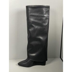 Madden Girl Boots Womens Size 5 Black EVANNDER Knee High Wedge Pointed Toe